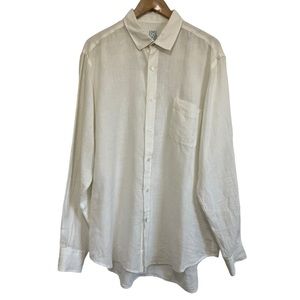 J. McLaughlin Men’s White I100% Linen Button Down Shirt Long Sleeve XL